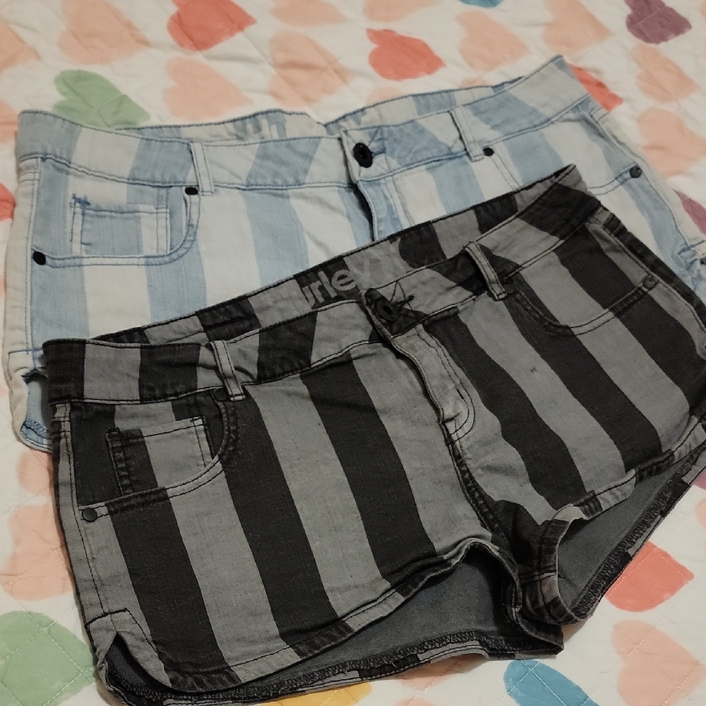 Bundle 2 Pairs Hurley Denim Striped Shorts